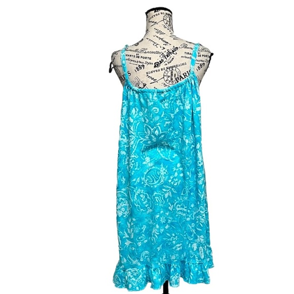 Lauren Ralph Lauren Blue Floral Tiered Mini Dress Women’s M Boho Beach - Picture 5 of 11